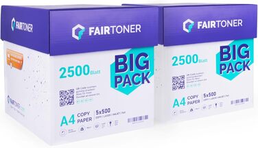 Копіювальний папір FairToner 5000 аркушів DIN-A4 80 г, білий (10 x 500 аркушів / упаковка з 10 шт. ) універсальний папір для принтера