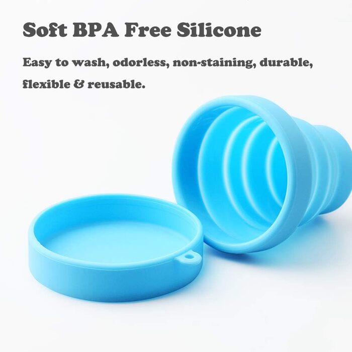 Складана силіконова дорожня кружка, харчового класу, складна кемпінгова кружка з кришкою, розширюваний набір чашок для пиття, портативна, ступінчаста конструкція для кемпінгу та походів на природі