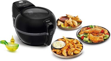 Екстра фритюрниця Tefal FZ7228 ActiFry Аерофритюрниця з важелем для перемішування, без струшування 1550 Вт 1,2 кг для 6 осіб Високошвидкісний повітряний потік Таймер енергозберігаючі Здорова фритюрниця без олії Чорний