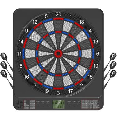 Електронна мішень для дартсу зі світлодіодним підсвічуванням цифр для дорослих 12 дротиків та запасні наконечники Підходить для вечірок та ігрових вечорів Чорний