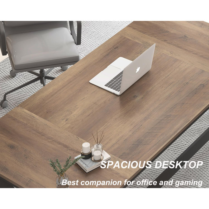 Довгий письмовий стіл HSH для 2 осіб, великий комп&39ютерний стіл, дизайн в індустріальному стилі, офісний стіл, стіл для ПК, ідеально підходить для домашнього офісу, офісу та спальні, міцний стіл у сільському стилі, 180 см, розміри в сільському стилі 180