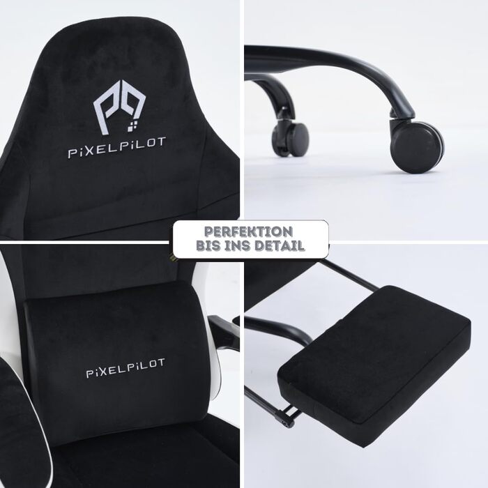 Ергономічне ігрове крісло PixelPilot Дихаюча тканина Крісло з підставкою для ніг, підголівником та поперековою опорою, ігрове ПК-крісло Широке сидіння Офісне крісло вантажопідйомністю 150 кг (Nebula, чорний) Black Nebula