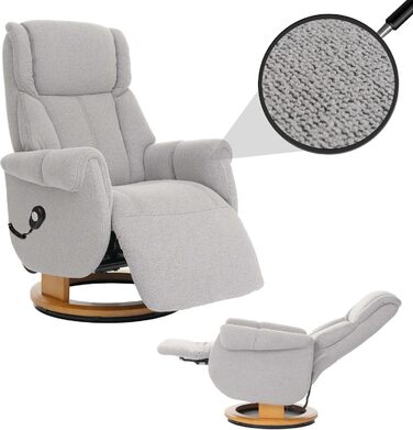 Крісло для відпочинку MCA підйомник HWC-N58, Крісло для телевізора з підставкою для ніг, тканина букле, дерево - сірий, натуральне дерево