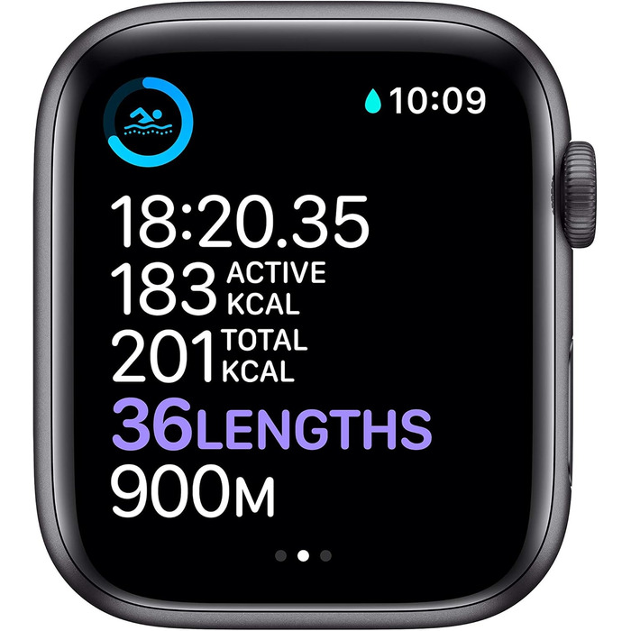 Мм) алюмінієвий корпус, колір сірий космос з чорним спортивним ремінцем (відновлений) 40 міліметрів, чорний, 6 (GPS, 44