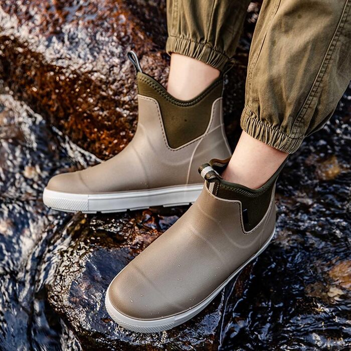 Водне взуття, гумові чоботи, нековзні, для риболовлі, катання на човні, роботи, чоловічі, для подорожей та походів, бежеві, 39 1/3 EU