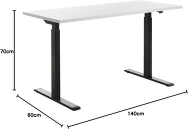 Регульований по висоті письмовий стіл Topstar E-Table, дерево, 140x60 см, чорний/білий, сучасний стиль