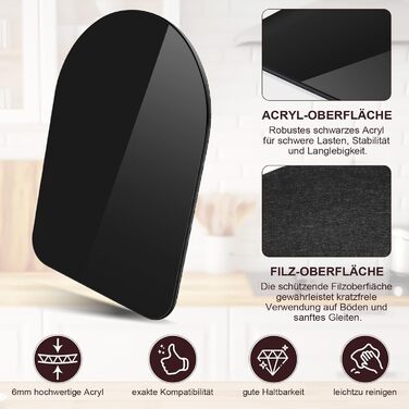 Акрилова підкладка для розсувної дошки для Monsieur Cuisine Smart/Connect, Black Slip Pad Glider Underlay Кухонна стільниця Аксесуари для MCC/Monsieur Cuisine Trend/Smart