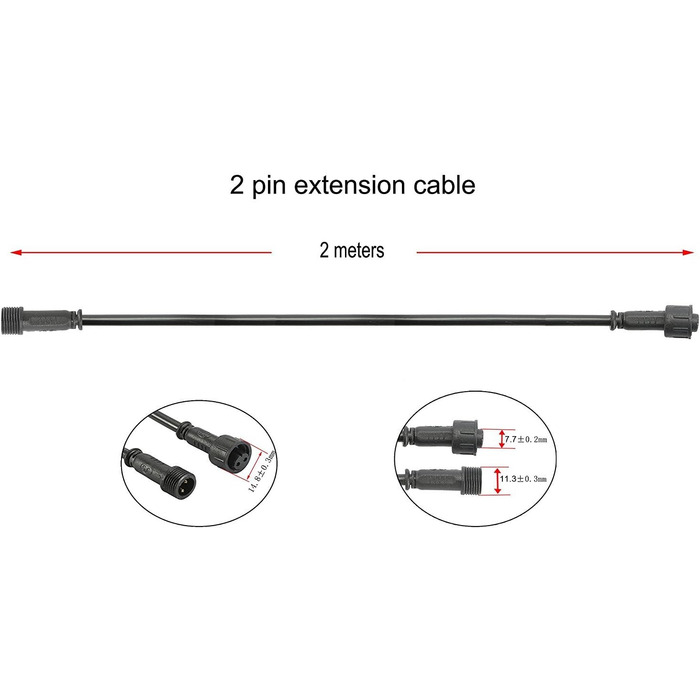 Подовжувачів 3M для світлодіодних ліхтарів RGB, водонепроникний IP67 (, 3 м, 2 контакти), 5