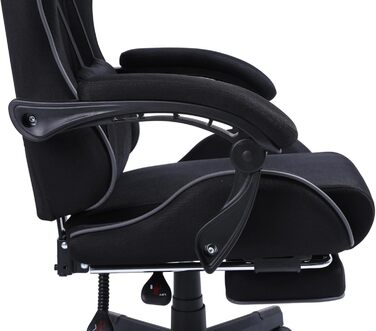 Ігровий стілець з підставкою для ніг - м&39які підлокітники - регульована висота - чорний