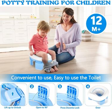 Дитяче сидіння для унітазу GUHAOOL, горщик для подорожей 3-В-1, складний дитячий горщик із 40 сумками для горщиків, сидіння для пр