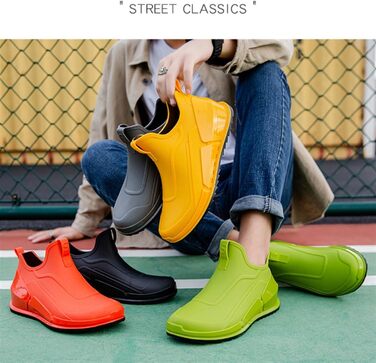 Чоловічі гумові чоботи, чоловічі чоботи до щиколотки, однотонні, водонепроникні гумові чоботи для чоловіків, робоче взуття для активного відпочинку на природі, зелені, розмір ЄС 41