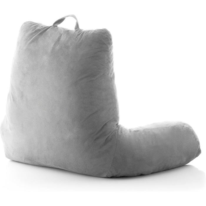 Подушка для читання InnovaGoods Huglow з підлокітником, для дивана, ліжка та килима, подушка для читання з поперековою опорою та ручкою для перенесення, ергономічна, запобігає дискомфорту та болю, сіра