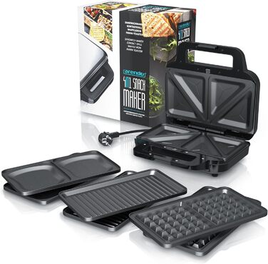 Бутербродниця 4 в 1 зі змінними пластинами - Подвійна вафельниця - Контактний гриль Panini Maker - Антипригарне покриття - Не містить BPA та PFOA - Контроль температури - Бутербродниця - Тостер для сендвічів A Тип 1