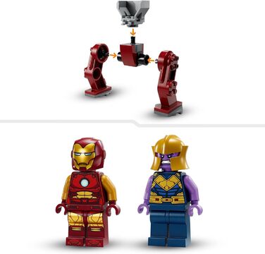 Набір LEGO Marvel Залізна людина Халкбастер проти Таноса для дітей віком від 4 років, супергеройський екшн за мотивами фільму Месники Війна нескінченності, зі збірною фігуркою, іграшковим літаком та 2 мініфігурками 76263