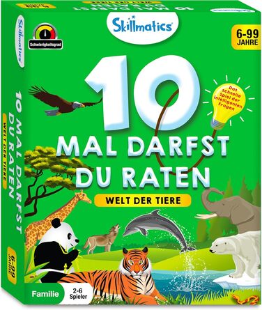 Карткова гра Skillmatics - 10 разів вгадай тваринний світ, подарунки для дітей від 6 років, чудова забава для подорожей та сімейни