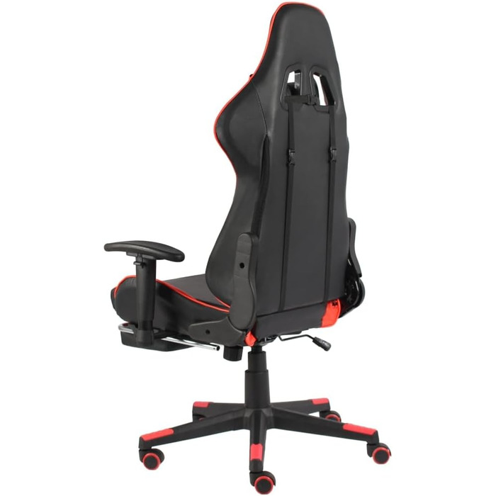 Геймерське крісло з підставкою для ніг, обертове, червоний ПВХ, ергономічне обертове крісло з високою спинкою та 2 подушками, регульоване по висоті комп&39ютерне крісло з висувною підставкою для ніг для офісу