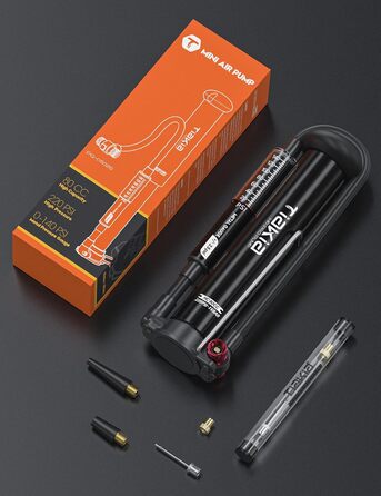 Велосипедний насос Tiakia з манометром, маленький велосипедний насос для всіх типів вентилів, алюмінієвий міні-насос для підлоги, портативний насос для шин для вентилів Schrader та Presta, для шосейних та гірських велосипедів, 220 PSI/15 BAR