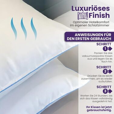 Подушка 60x70 см - Бавовняний чохол для подушки Комплект з 2 шт., Ергономічна подушка для сну середньої жорсткості Підтримує голову та шию - Активна циркуляція повітря 70 x 60 см