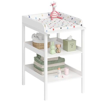 Дерев&39яний пеленальний столик Bellabino Bani білого кольору вузький пеленальний столик з 2 відкритими полицями зручний для спини пеленальний столик висотою 86 см велика пеленальна поверхня 70 x 53 см