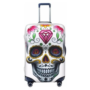 Чохол для валізи з 3D-друком, квітковий мотив черепа, захист під час подорожей, еластичний, миється, підходить для валіз розміром 45,7 - 81,3 см, розмір 3D S