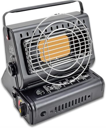 Портативний кемпінговий обігрівач TruWare з картриджами, складний обігрівач для намету для саду, каравана, зимового саду Мобільний газовий обігрівач з ручкою (газовий обігрівач з 4 картриджами)