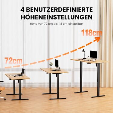 Каркас столу ErGear з регульованою висотою та 4 налаштуваннями пам&39яті, регульовані по висоті ніжки столу, ергономічна основа для столу стоячи, лише каркас, чорний