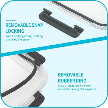 Скляні контейнери для зберігання продуктів Skroam, 20 шт. , 640 мл 10 контейнерів 10 кришок - Контейнери для приготування їжі - Прозорі кришки - для домашньої кухні або ресторану, сірі