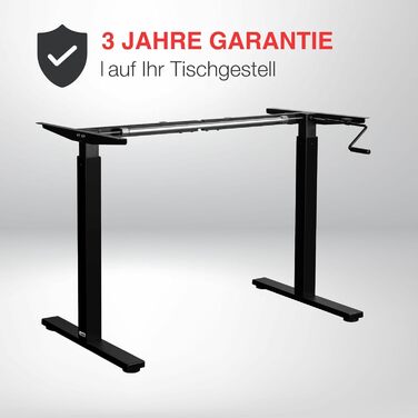 Каркас столу ergoM з регулюванням висоти та ручкою чорного кольору Висота каркасу столу регулюється від 73 до 121 см Стіл з ручним регулюванням висоти, ідеально підходить для офісу та домашнього офісу (чорний)