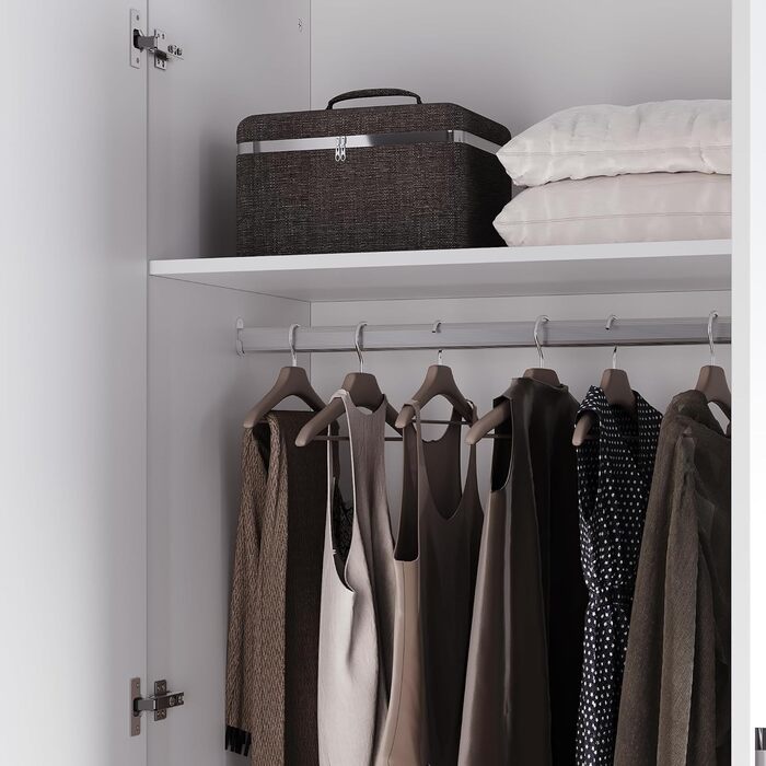 Шафа SONNI з дзеркальними дверима білого кольору, універсальна 2-дверна шафа для вашої спальні, 76 см (Ш) x 47 см (Г) x 180 см (В).