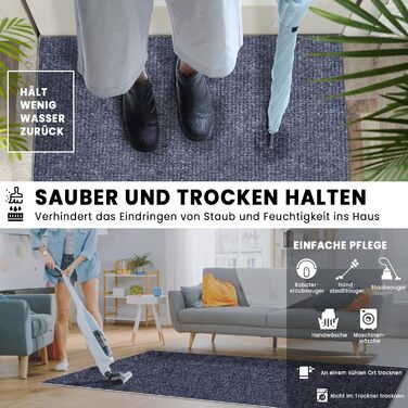 Нековзка килимова доріжка для передпокою 240x60 см, килимова доріжка, яку можна прати, для входу, кухні, спальні, вітальні, передпокою, довга, килимок для дверей, килимок для входу, брудозатримуючий килимок, для приміщень (темно-сірий), темно-сірий 60 x 2