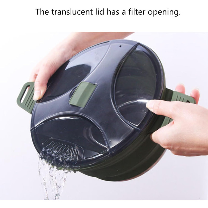 Набір із 2 складних силіконових мисок для приготування їжі, портативний, нержавіючий рюкзачний посуд для поїздок на природу, складний контейнер