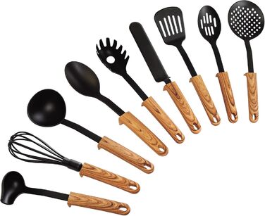 Набір кухонного посуду STONELINE Back to Nature з 9 предметів, ручки під дерево, пластик, з практичною підтримкою, підходить для п