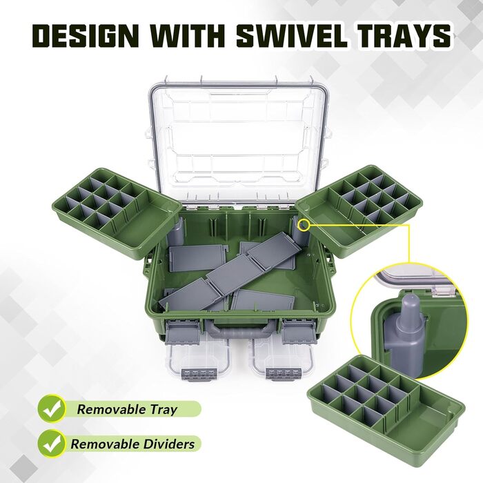 Водонепроникний ящик для рибальських снастей THKFISH, ящик для приманок, ящик для рибальських інструментів, портативний ящик для снастей з двома ящиками для безприманного транспорту 3500 та знімними роздільниками, ящик для рибальських снастей рожевого/син