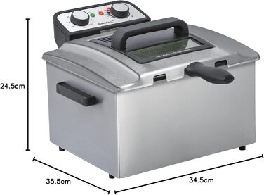 Фритюрниця з нержавіючої сталі Steba, об'єм 5 літрів, для смаженої їжі до 1,5 кг, кошик розміру XXL 10 x 29 x 21,5 см, DF 300