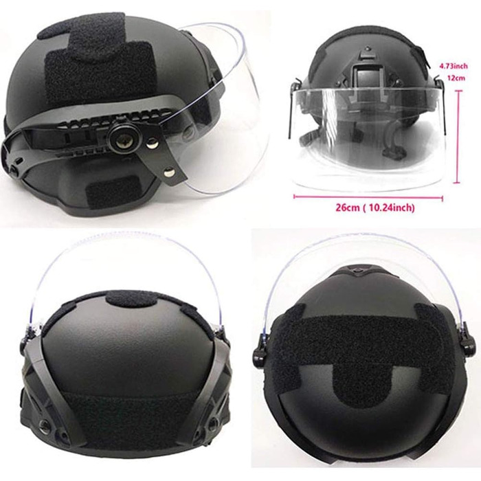 Шолом Airsoft Mich 2000 Quick з кріпленням для ПНВ та окулярами. Чорний