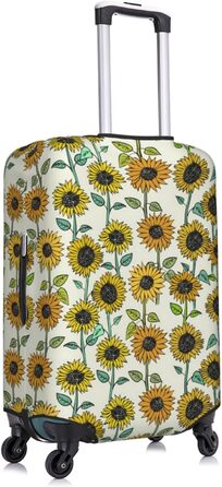 Чохол для валізи Сонячні квіти з еластичною тканиною, захисний від подряпин та пилу, чорний, розмір 80