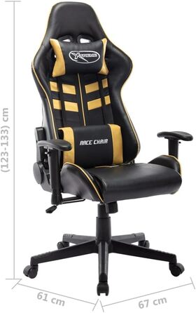 Геймерське крісло, офісне крісло, чорно-золотий колір, штучна шкіра