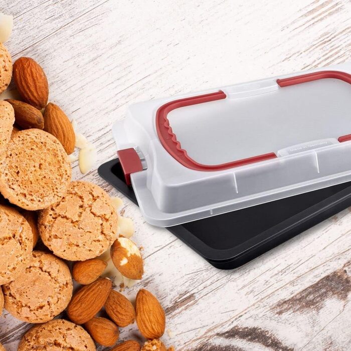 Деко для випічки Dr. Oetker Bake & Go з транспортувальною витяжкою 3в1 деко для випічки, зберігання та транспортування з антиприга