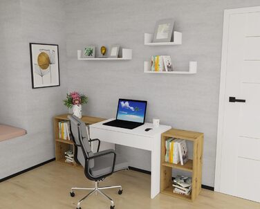 Книжкова шафа MARAND, що стоїть, 2 зони, дитяча кімната, вузька, вітальня, композитна деревина, дуб Artisan, 2 зони