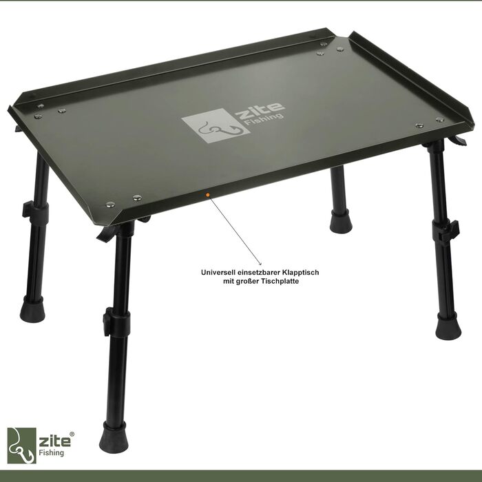 Рибальський наметовий стіл Zite - Наметовий стіл з сумкою для перенесення для коропових рибалок, кемпінгу тощо - Складаний та регульований по висоті стіл для бойлів - Складаний рибальський стіл