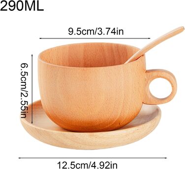 Звичайний дерев&39яний набір чашок Чашка з натурального дерева 290 мл з ложкою, набір чашок для кави, віскі, дому, пікніків, кемпінгу, саду