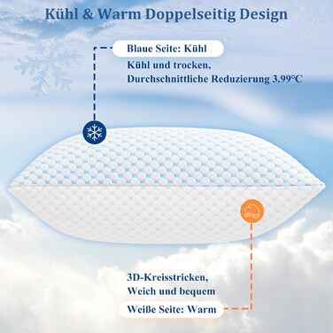 Подушки 40x80, 2 шт. - Подушка з мікрофібри, м&39яка та дихаюча для алергіків, регульована по висоті подушка для сну на боці, спині та животі, ергономічна подушка від болю в шиї, 40x80 см, небесно-блакитний, 2 шт.