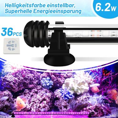 Світлодіодне освітлення для акваріума Yakimz, 6,2 Вт, RGB, водонепроникне, IP67, універсальна акваріумна лампа, для акваріума з рибою, акваріума з рослинами, штекер ЄС