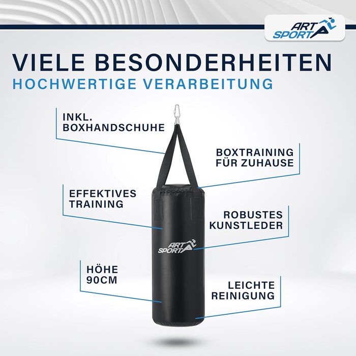 Боксерська груша ArtSport Punching Bag Kids - підвісна боксерська груша 8 кг в комплекті з боксерськими рукавичками, бинтом і кріп