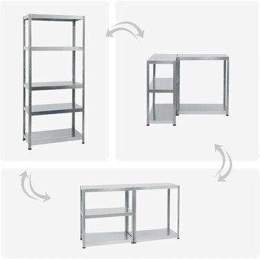 Металевий стелаж PROREGAL Steel Eagle 180x80x40 см, вантажопідйомність полиці 130 кг, оцинкований, надміцний стелаж, кухонний стелаж, стелаж для підвалу, стелаж без болтів, гаражний стелаж, стелаж для зберігання 180x80x40 см, оцинкований