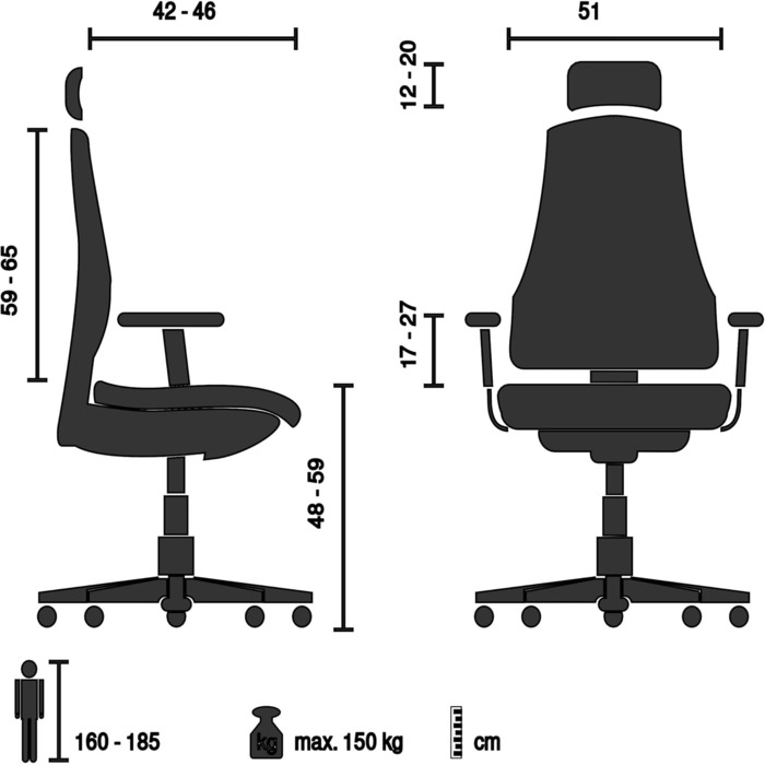 Ергономічне офісне крісло hjh OFFICE ERGOHUMAN GEN2 Оригінальний дизайн, цілодобове офісне крісло з гнучкою поперековою опорою, сітка чорного кольору I Сітчаста тканина Single