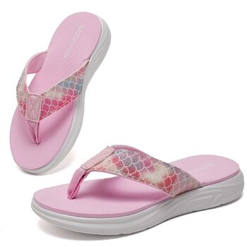 Шльопанці WateLves для дітей, дитячі сандалі-стрінги, дитячі сандалі для басейну на товстій підошві, літні пляжні та басейнні, нековзні сандалі-стрінги, розмір 33 EU, рожеві, з риб&39ячою лускою