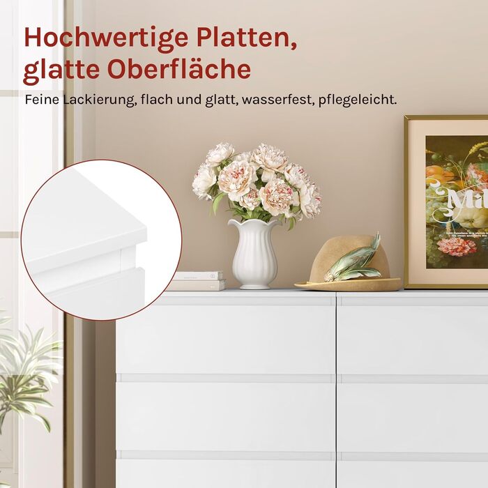 Білий комод великої місткості, буфет з 4 шухлядами, комод для спальні, вітальні, 60x40x90 см