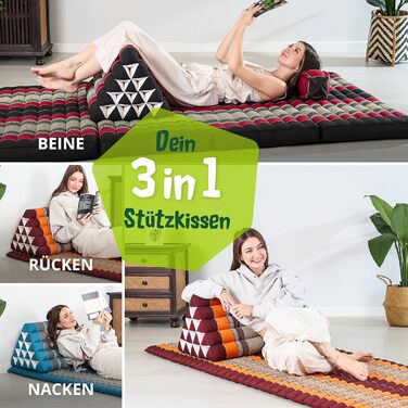 Надзвичайно висока подушка для спини livasia - 38x55x35 см - Трикутна подушка для саду та балкону, клиноподібна подушка з капоком, подушка для підтримки ніг, ручної роботи, подушка для медитації (помаранчева)