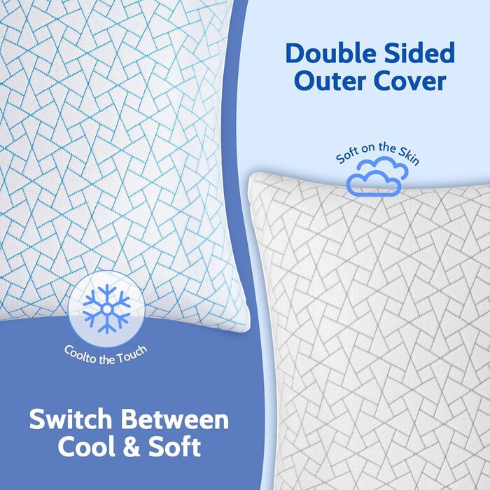 Подушка JINXIA з регульованою висотою 76 x 51 см (комплект з 2 шт.), гіпоалергенна велика подушка для сну з наповнювачем з мікрофібри, дихаюча подушка з подрібненого пінополіуретану з ефектом пам&39яті для всіх сплячих